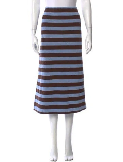 Pre-owned Tibi Striped Midi Length Skirt In Blue