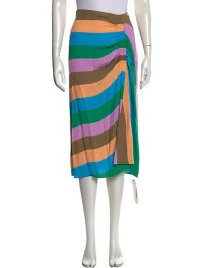 Pre-owned Tibi Striped Midi Length Skirt In Blue
