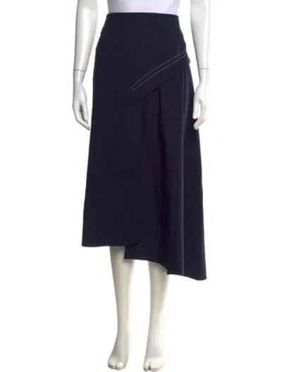 Pre-owned Tibi Striped Midi Length Skirt In Blue