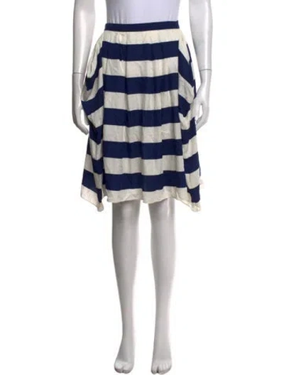 Pre-owned Tibi Striped Midi Length Skirt In Blue