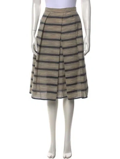 Pre-owned Tibi Striped Midi Length Skirt In Neutrals