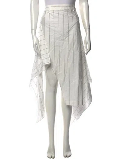 Pre-owned Tibi Striped Midi Length Skirt W/ Tags In White