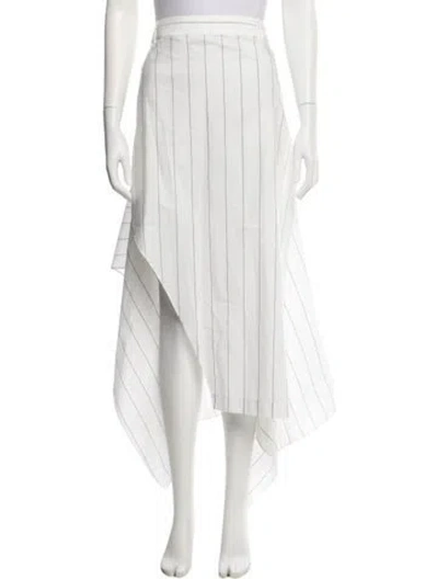 Pre-owned Tibi Striped Midi Length Skirt In White
