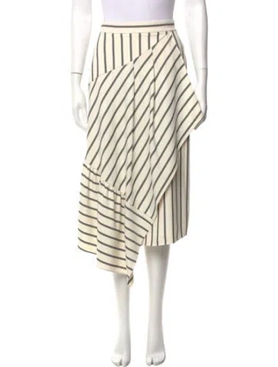Pre-owned Tibi Striped Midi Length Skirt In White