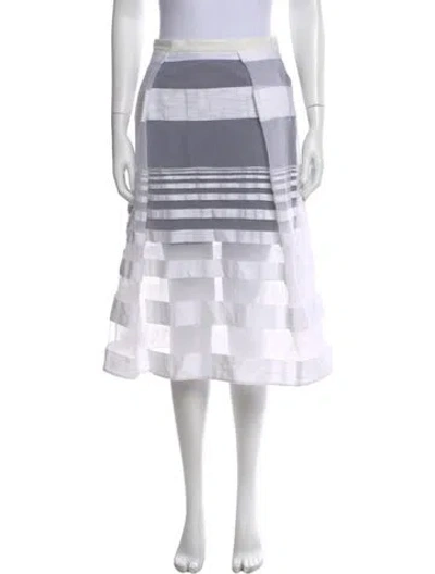 Pre-owned Tibi Striped Midi Length Skirt In White