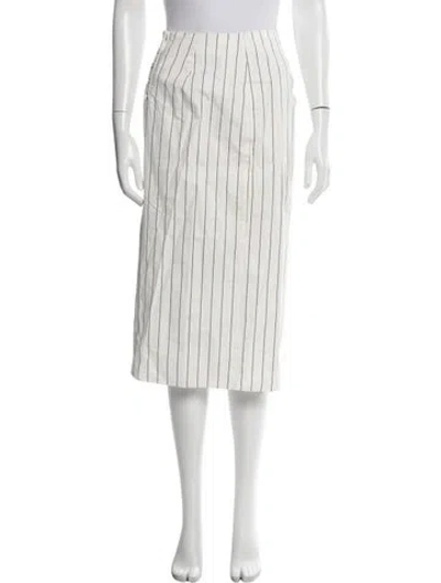 Pre-owned Tibi Striped Midi Length Skirt In White