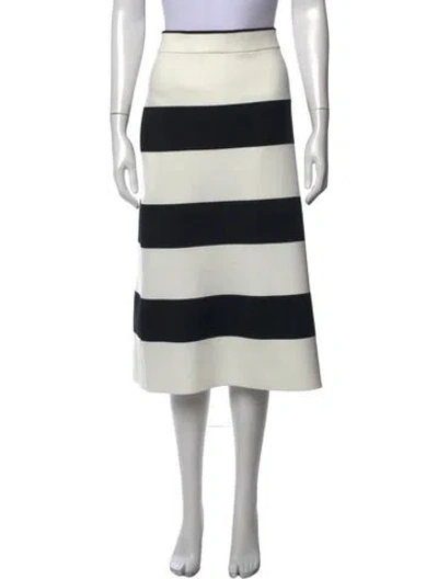 Pre-owned Tibi Striped Midi Length Skirt In White