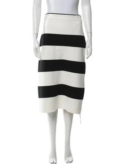 Pre-owned Tibi Striped Midi Length Skirt In White