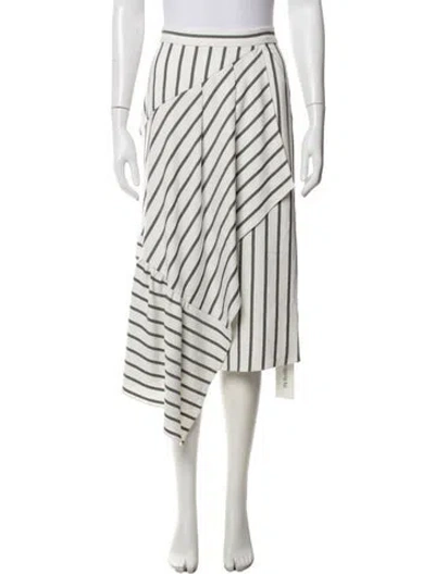 Pre-owned Tibi Striped Midi Length Skirt In White