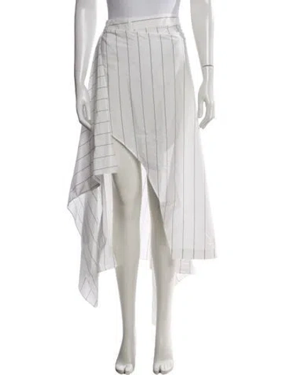 Pre-owned Tibi Striped Midi Length Skirt In White