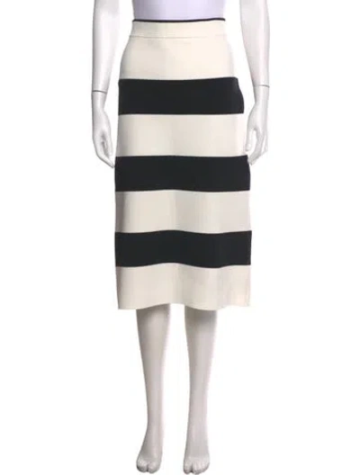 Pre-owned Tibi Striped Midi Length Skirt In White