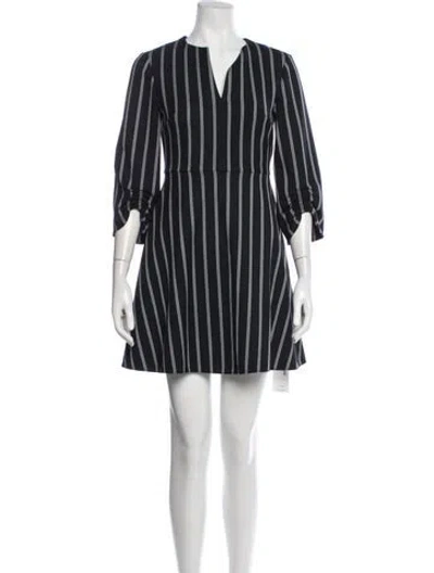 Pre-owned Tibi Striped Mini Dress In Black