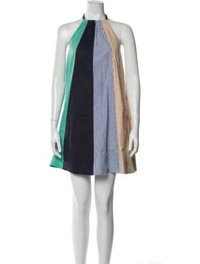 Pre-owned Tibi Striped Mini Dress In Blue