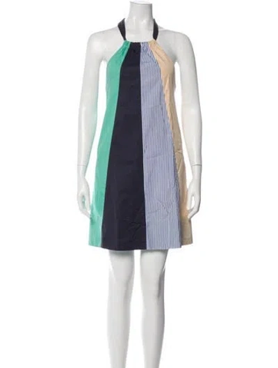 Pre-owned Tibi Striped Mini Dress In Blue