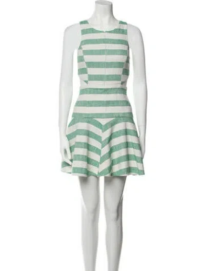 Pre-owned Tibi Striped Mini Dress In Green