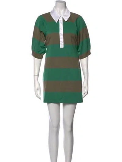 Pre-owned Tibi Striped Mini Dress In Green/neutrals