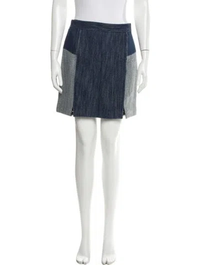 Pre-owned Tibi Striped Mini Skirt In Blue