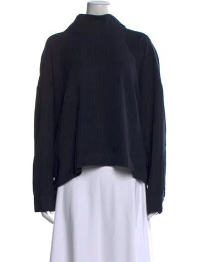 Pre-owned Tibi Striped Mock Neck Top In Blue