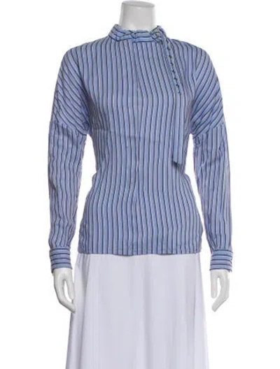 Pre-owned Tibi Striped Mock Neck Top In Multi