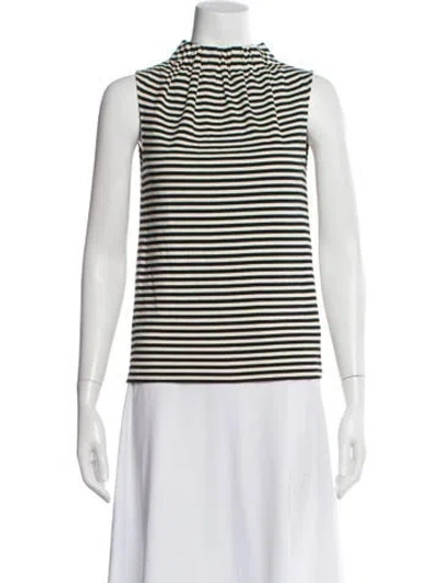 Pre-owned Tibi Striped Mock Neck Top In White