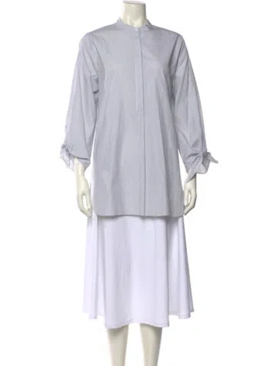 Pre-owned Tibi Striped Mock Neck Tunic In White