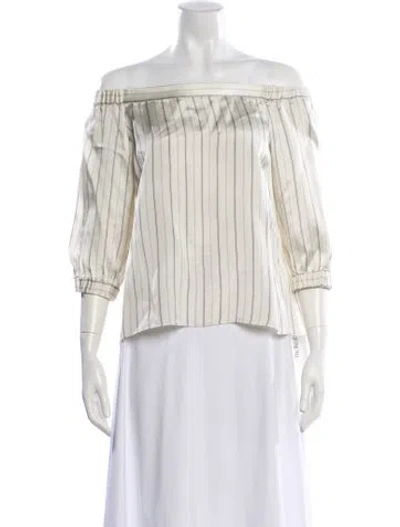 Pre-owned Tibi Striped Off-the-shoulder Blouse In Multi