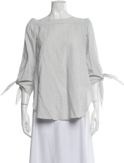 Pre-owned Tibi Striped Off-the-shoulder Blouse In Multi