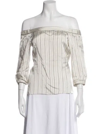 Pre-owned Tibi Striped Off-the-shoulder Top In Multi