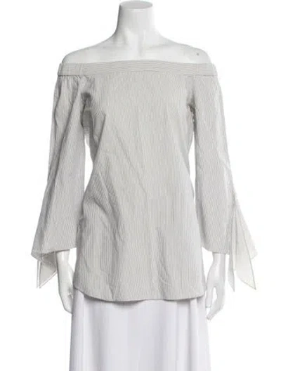 Pre-owned Tibi Striped Off-the-shoulder Top In White