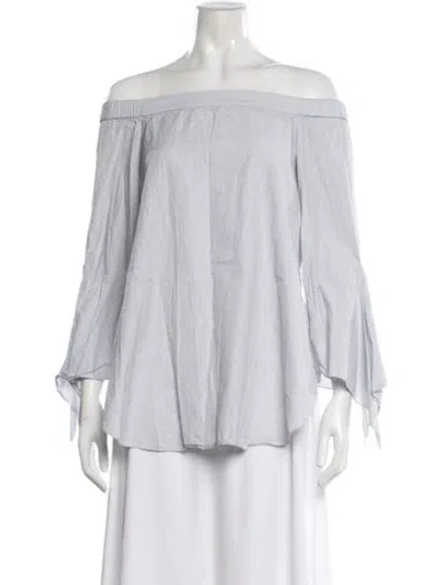 Pre-owned Tibi Striped Off-the-shoulder Top In White
