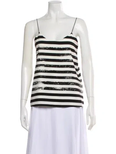 Pre-owned Tibi Striped Scoop Neck Top In Black