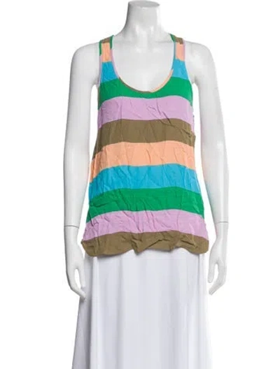 Pre-owned Tibi Striped Scoop Neck Top In Neutral