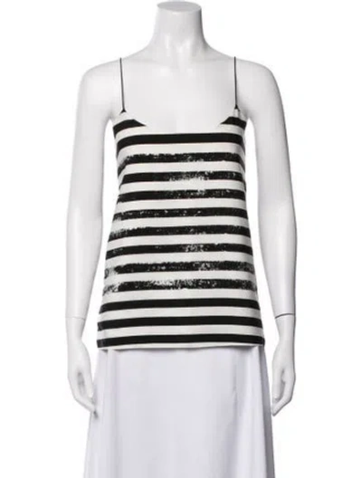 Pre-owned Tibi Striped Scoop Neck Top In White