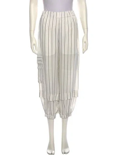 Pre-owned Tibi Striped Skinny Leg Pants In White