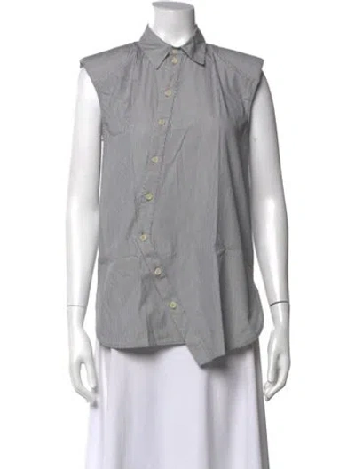 Pre-owned Tibi Striped Sleeveless Button-up Top In Black