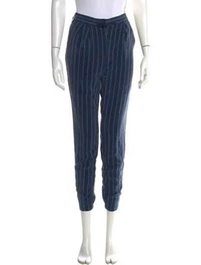 Pre-owned Tibi Striped Straight Leg Pants In Blue