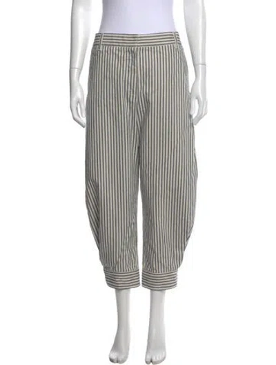 Pre-owned Tibi Striped Straight Leg Pants In Neutral