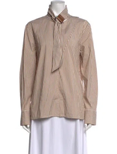 Pre-owned Tibi Striped Tie Neck Blouse In Multi