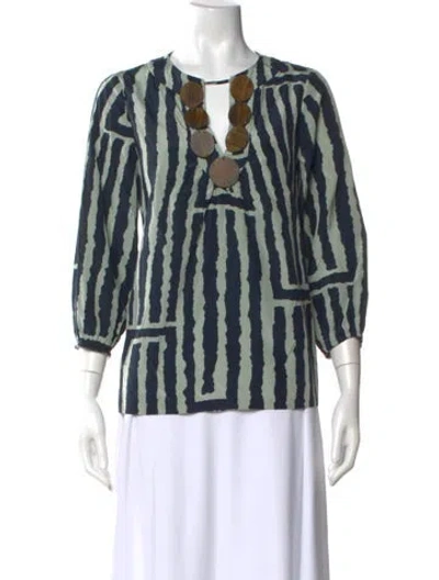 Pre-owned Tibi Striped V-neck Blouse In Multi