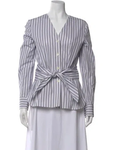 Pre-owned Tibi Striped V-neck Blouse In Multi