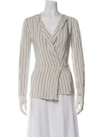 Pre-owned Tibi Striped V-neck Top In Multi