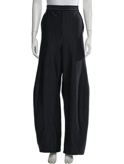 Pre-owned Tibi Striped Wide Leg Pants In Black/blue