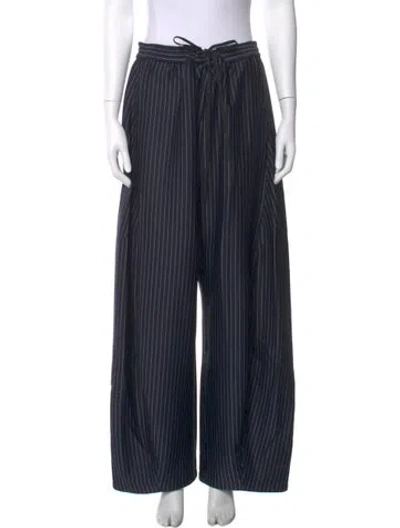 Pre-owned Tibi Striped Wide Leg Pants In Blue