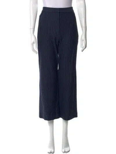 Pre-owned Tibi Striped Wide Leg Pants In Blue