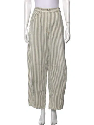 Pre-owned Tibi Striped Wide Leg Pants In Neutrals