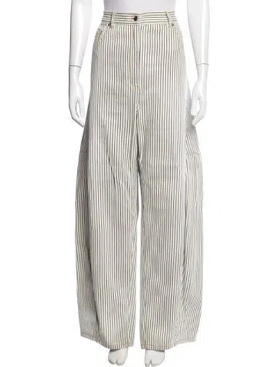 Pre-owned Tibi Striped Wide Leg Pants In Yellow