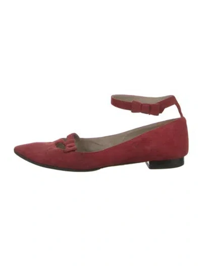 Pre-owned Tibi Suede Ballet Flats In Red