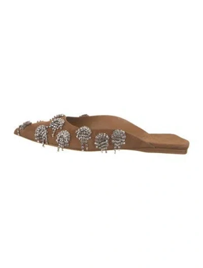 Pre-owned Tibi Suede Crystal Embellishments Mules In Brown