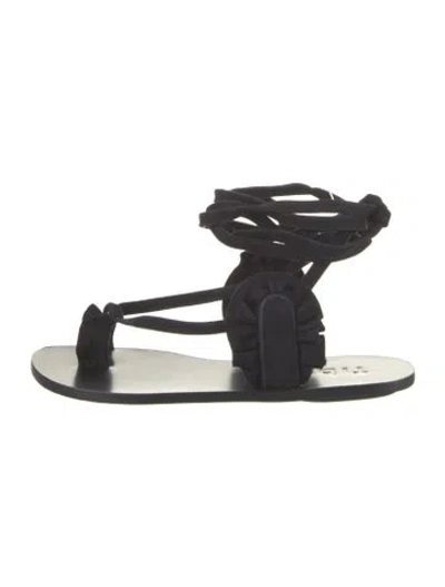 Pre-owned Tibi Suede Leather Trim Embellishment Gladiator Sandals In Black