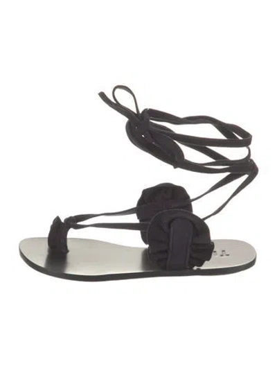 Pre-owned Tibi Suede Leather Trim Embellishment Gladiator Sandals In Blue